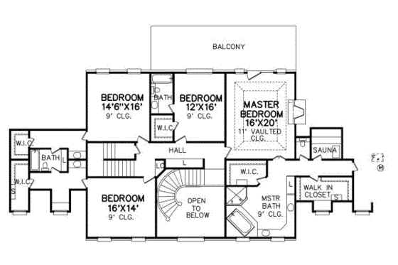 Floor Plan - Upper Floor for Colonial House Plan #65-181 - 5 bed, 4.5 bath