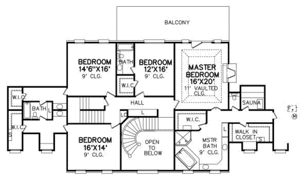 Colonial Floor Plan - Upper Floor Plan #65-181