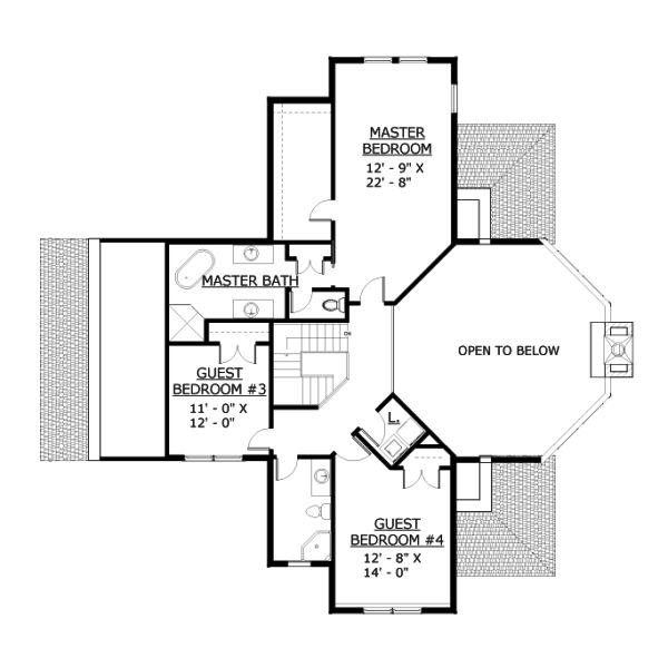 Traditional Floor Plan - Upper Floor Plan #524-9