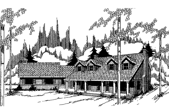 Exterior - Front Elevation 3 for Country House Plan #60-793 - 4 bed, 3.5 bath