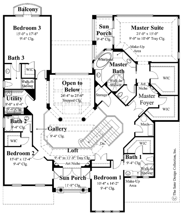 Classical Floor Plan - Upper Floor Plan #930-288