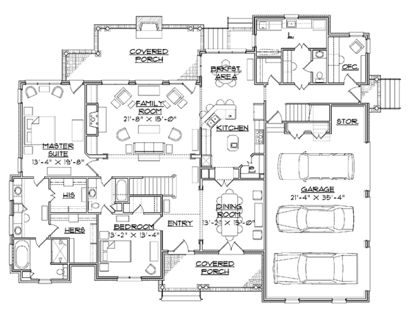 Architectural House Design - Traditional Floor Plan - Main Floor Plan #1054-8
