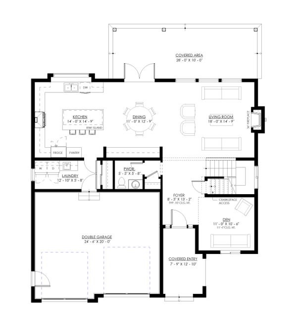 Architectural House Design - Floor Plan - Main Floor for European House Plan #1114-125 - 4 bed, 2.5 bath