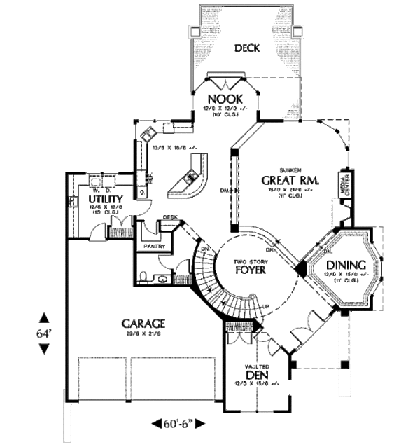 Architectural House Design - Craftsman Floor Plan - Main Floor Plan #48-354