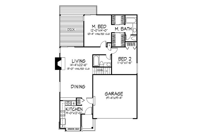 Home Plan - Floor Plan - Main Floor for Craftsman House Plan #320-699 - 2 bed, 2 bath