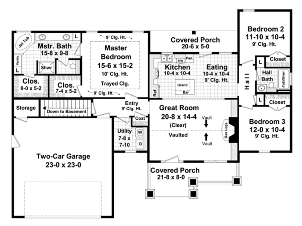 Home Plan - Ranch Floor Plan - Main Floor Plan #21-428
