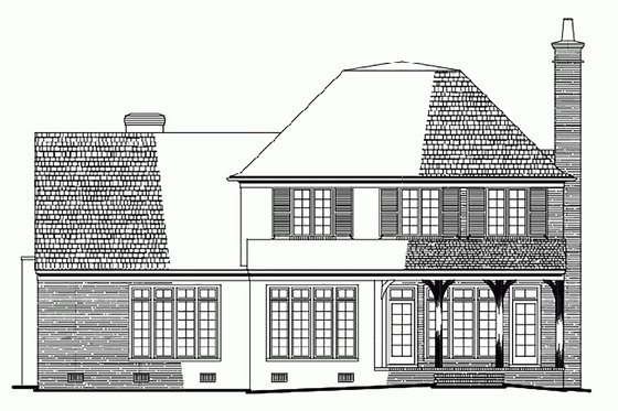 Exterior - Rear Elevation for European House Plan #137-137 - 4 bed, 3 bath