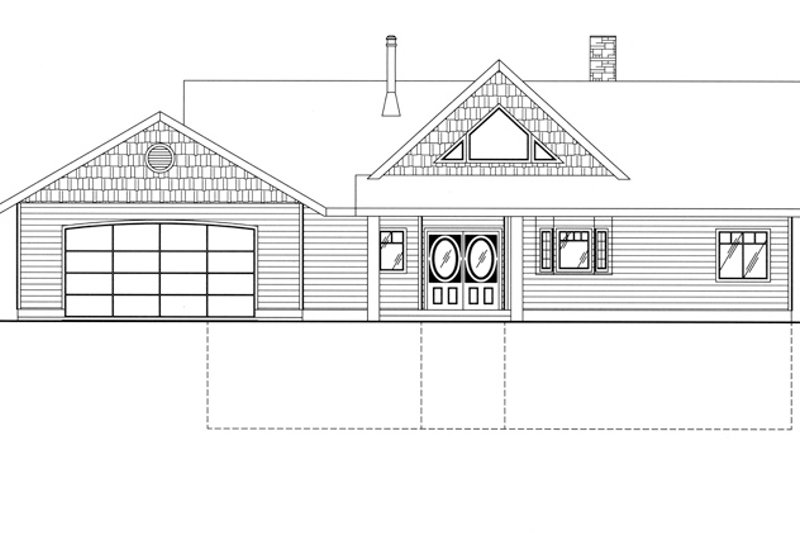House Blueprint - Exterior - Front Elevation 3 for Ranch House Plan #117-838 - 2 bed, 3 bath