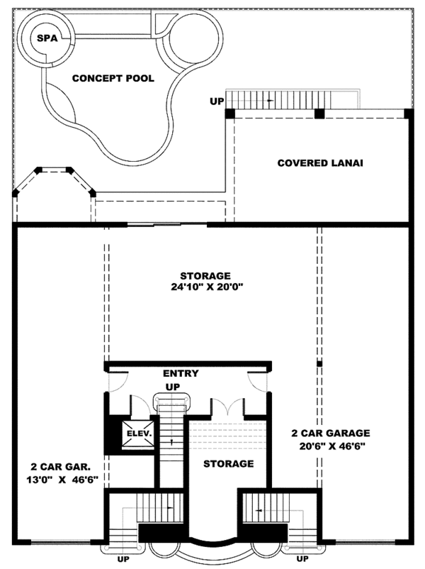 Home Plan - Mediterranean Floor Plan - Lower Floor Plan #1017-110