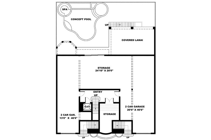 Home Plan - Floor Plan - Lower Floor for Mediterranean House Plan #1017-110 - 4 bed, 5.5 bath