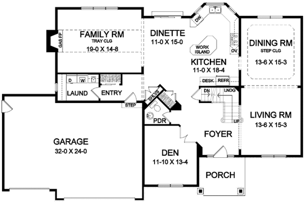 House Design - Traditional Floor Plan - Main Floor Plan #328-388