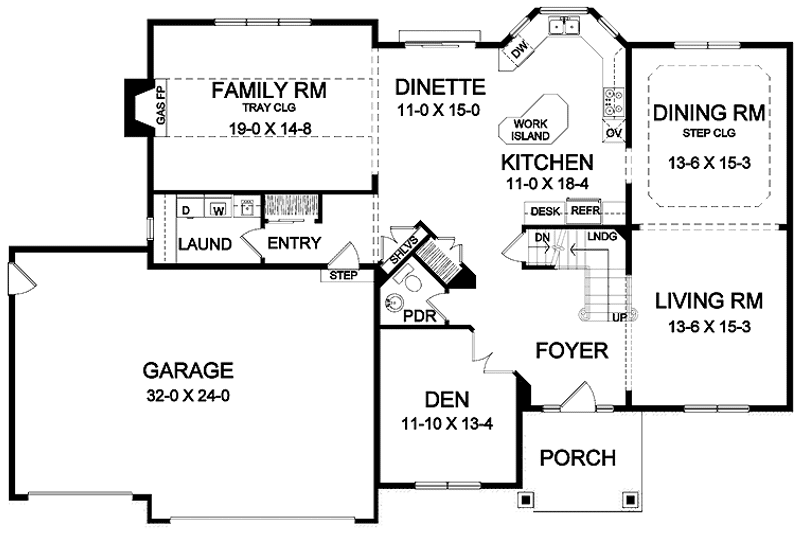 Home Plan - Floor Plan - Main Floor for Traditional House Plan #328-388 - 4 bed, 3.5 bath