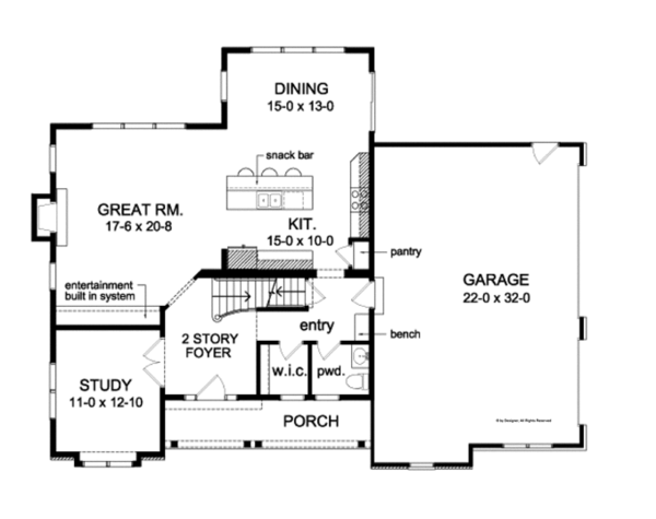 House Plan Design - Colonial Floor Plan - Main Floor Plan #1010-86