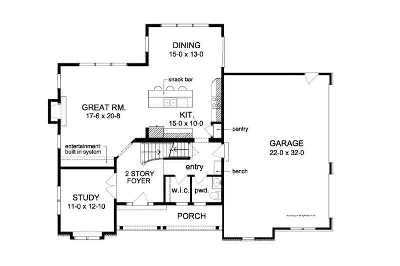 Home Plan - Floor Plan - Main Floor for Colonial House Plan #1010-86 - 3 bed, 2.5 bath
