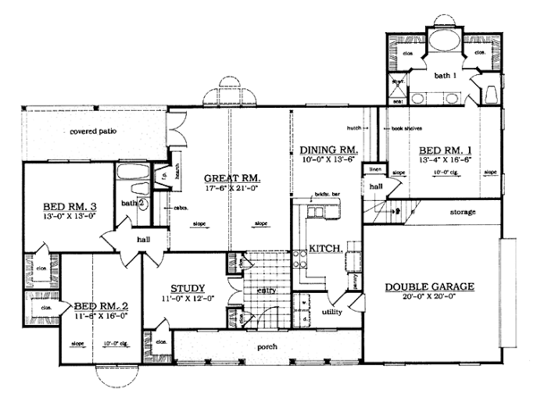 Architectural House Design - Country Floor Plan - Main Floor Plan #42-446