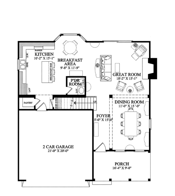 Home Plan - Traditional Floor Plan - Main Floor Plan #137-362