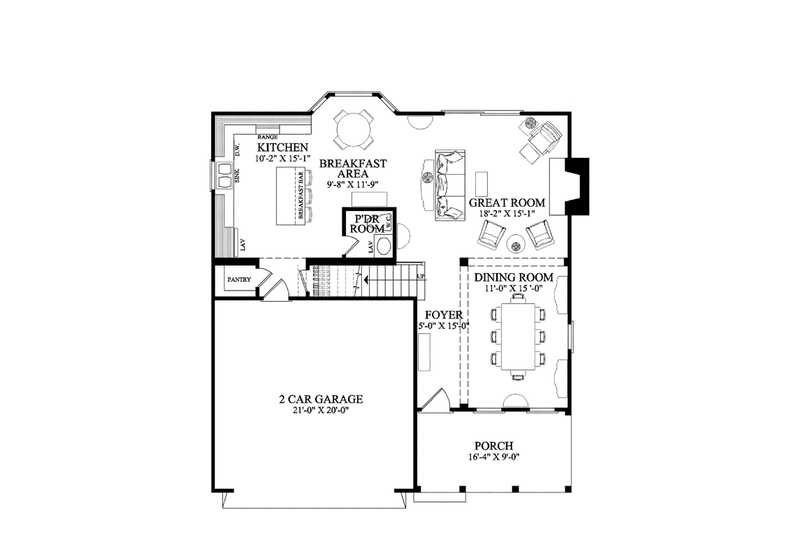 House Blueprint - Floor Plan - Main Floor for Traditional House Plan #137-362 - 3 bed, 2.5 bath