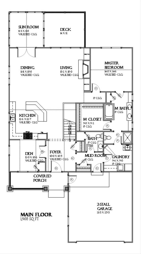 Craftsman Floor Plan - Main Floor Plan #901-122
