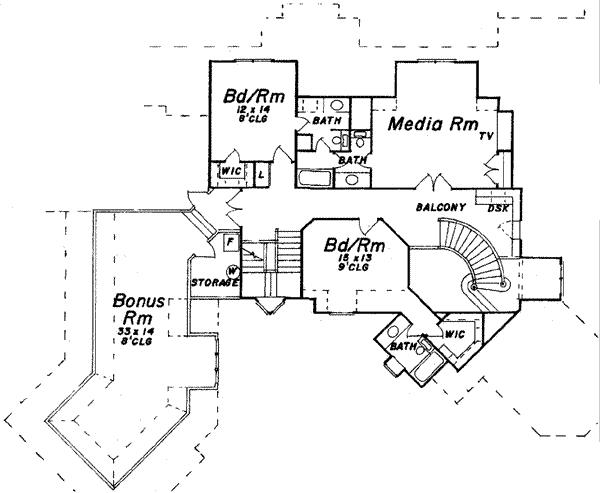 European Floor Plan - Upper Floor Plan #52-167