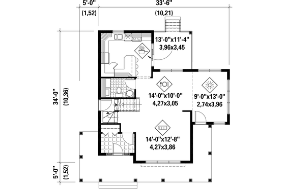 Floor Plan - Main Floor for Country House Plan #25-4494 - 3 bed, 1 bath