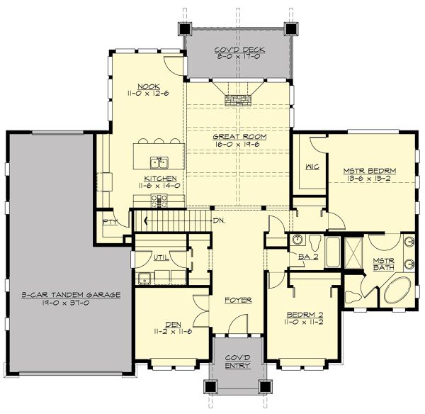 Architectural House Design - Craftsman Floor Plan - Main Floor Plan #132-570