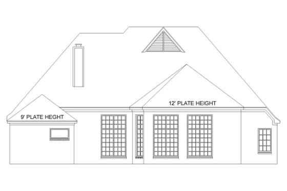 Exterior - Rear Elevation for European House Plan #424-315 - 3 bed, 2 bath