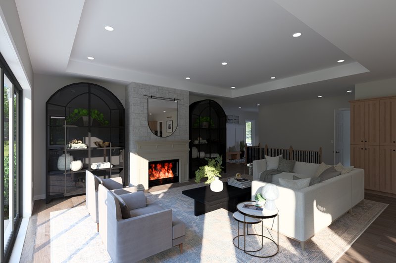 House Blueprint - Interior - Family Room 1 for European House Plan #1060-443 - 3 bed, 2 bath
