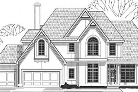 Exterior - Front Elevation for European House Plan #67-568 - 4 bed, 3.5 bath