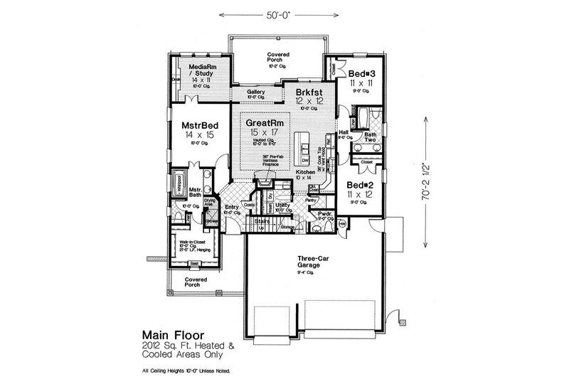 Home Plan - Floor Plan - Main Floor for European House Plan #310-1307 - 3 bed, 2.5 bath
