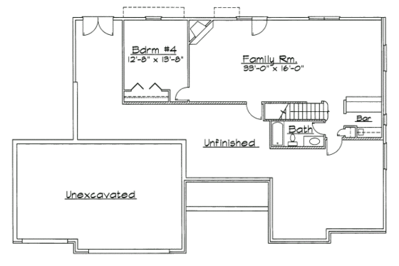 Floor Plan - Lower Floor for Traditional House Plan #31-127 - 4 bed, 3.5 bath