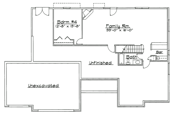 House Design - Traditional Floor Plan - Lower Floor Plan #31-127