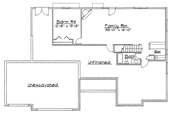 Home Plan - Traditional Floor Plan - Lower Floor Plan #31-127