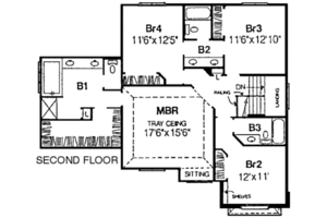 Floor Plan - Upper Floor for Traditional House Plan #334-107 - 4 bed, 3.5 bath