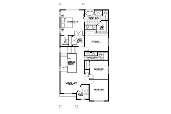 Floor Plan - Upper Floor for Contemporary House Plan #569-66 - 4 bed, 2.5 bath