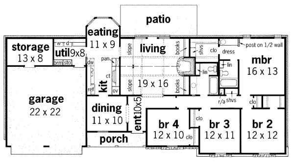 House Design - Ranch Floor Plan - Main Floor Plan #45-119
