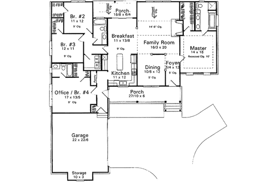 Floor Plan - Main Floor for Country House Plan #41-153 - 4 bed, 3 bath