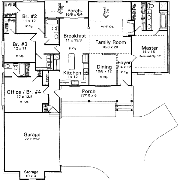 Architectural House Design - Country Floor Plan - Main Floor Plan #41-153