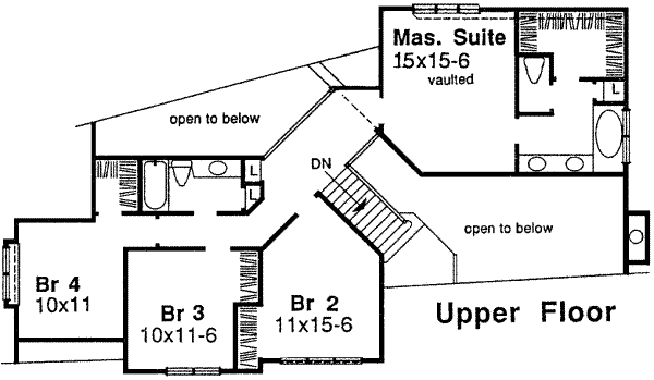 Architectural House Design - Traditional Floor Plan - Upper Floor Plan #320-110