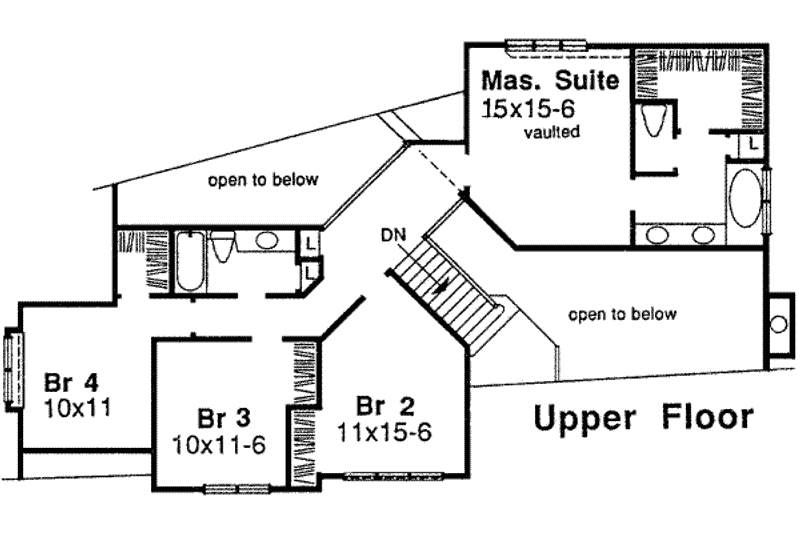 House Blueprint - Floor Plan - Upper Floor for Traditional House Plan #320-110 - 4 bed, 2.5 bath