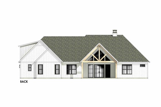 Exterior - Rear Elevation 1 for Farmhouse House Plan #1096-153 - 4 bed, 3.5 bath