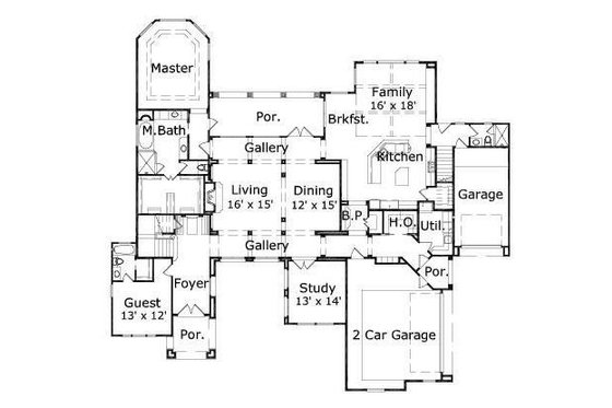Floor Plan - Main Floor for European House Plan #411-543 - 5 bed, 4.5 bath