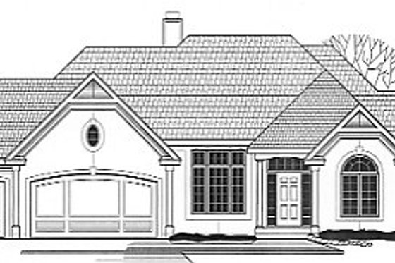 Exterior - Front Elevation for European House Plan #67-442 - 4 bed, 5 bath