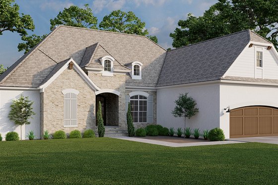 Exterior - Front Elevation 4 for European House Plan #923-302 - 4 bed, 4.5 bath