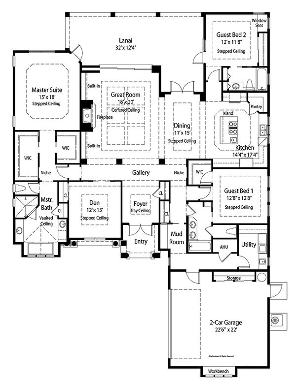 Country Floor Plan - Main Floor Plan #938-48