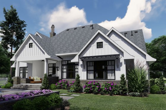 Exterior - Rear Elevation 2 for Farmhouse House Plan #120-259 - 4 bed, 4 bath