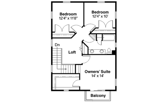 Floor Plan - Upper Floor for Colonial House Plan #124-666 - 3 bed, 1.5 bath