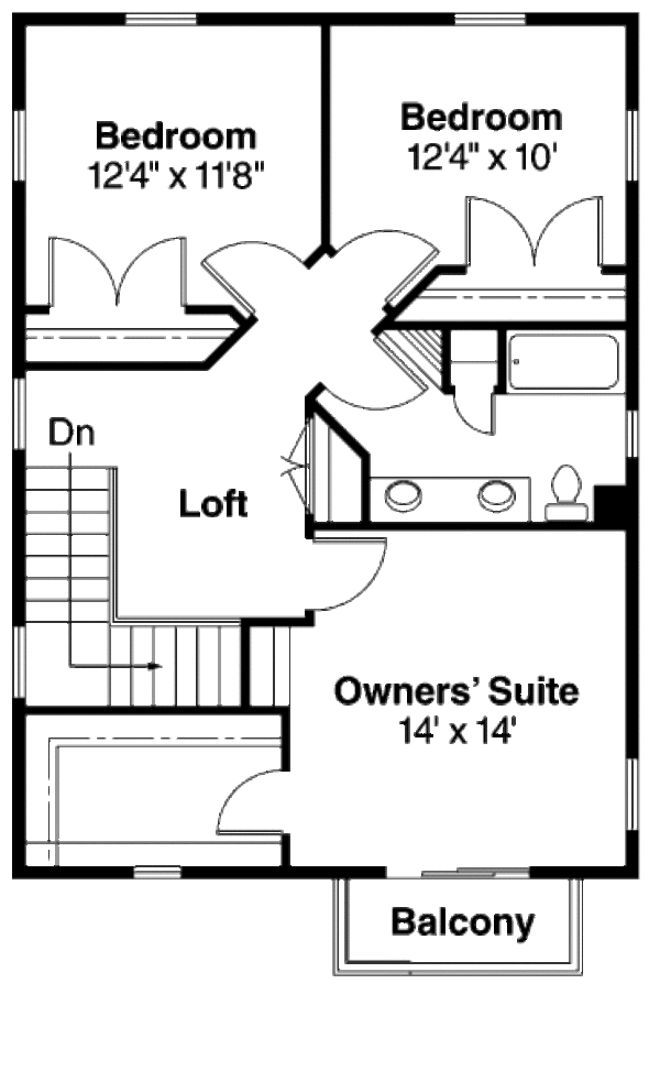 Colonial Floor Plan - Upper Floor Plan #124-666