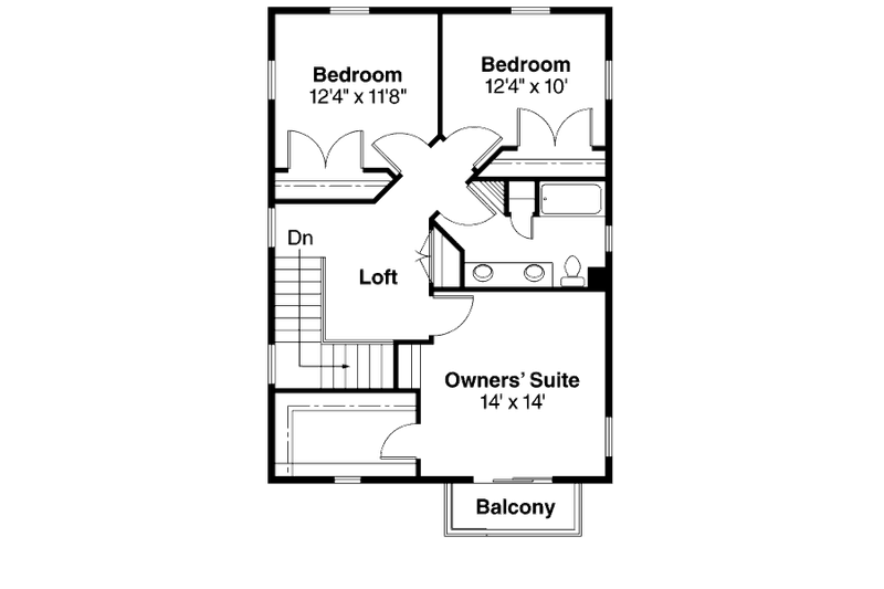 Home Plan - Floor Plan - Upper Floor for Colonial House Plan #124-666 - 3 bed, 1.5 bath