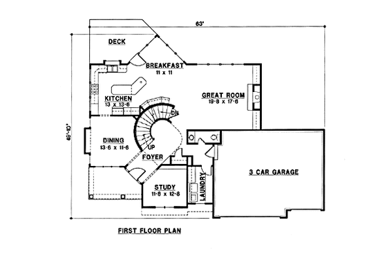 Floor Plan - Main Floor for European House Plan #67-182 - 4 bed, 4 bath