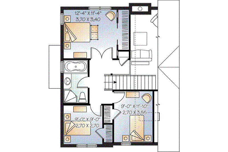 Architectural House Design - Floor Plan - Upper Floor for Colonial House Plan #23-662 - 3 bed, 1.5 bath
